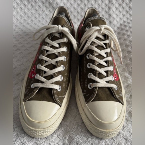 Comme des Garçons Play Converse Chuck 70 Low Multi Heart Khaki Green Size 11 CDG - Picture 3 of 14